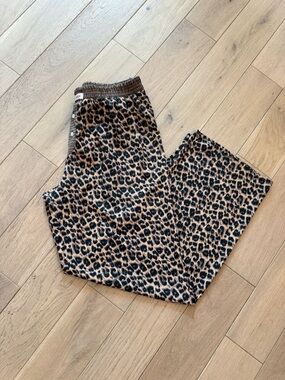 Women's Leopard Print Pull-On Trousers - Brown/Black